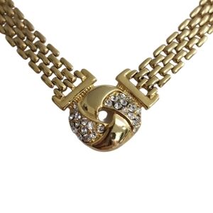 Elegant Goldtone Necklace, Bracelet & Earring Set with Crystal Accents